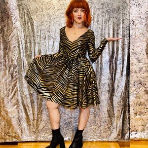 Shiny zebra disco dress, handmade XS